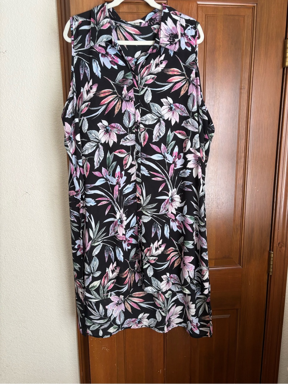 Spense Black Tunic with Pink & White Floral Print